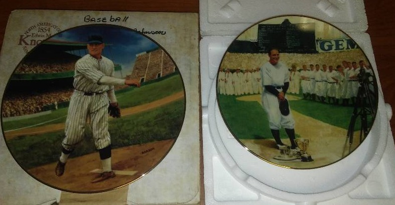lot 85 image: 2 MLB Plates Gehrig and Walter Johnson