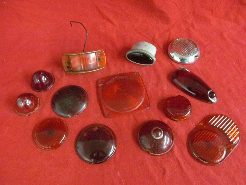 lot 84 image: vintage amber lens, turn signal, stop light lens, maker