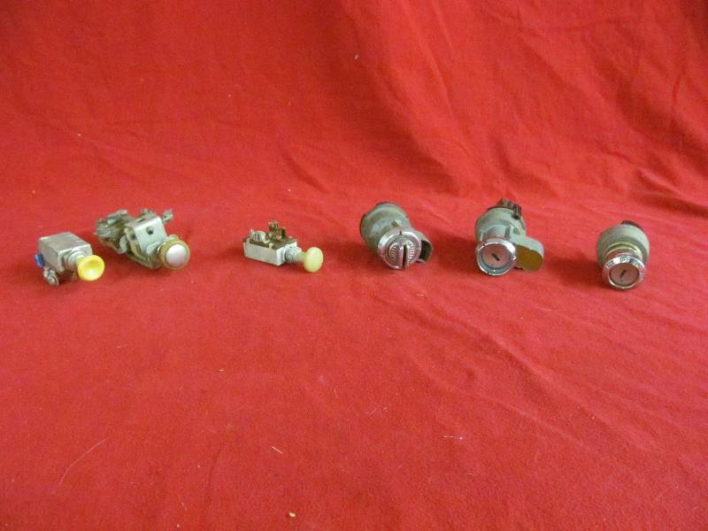 lot 85 image: vintage headlight switches, ignition cylinders