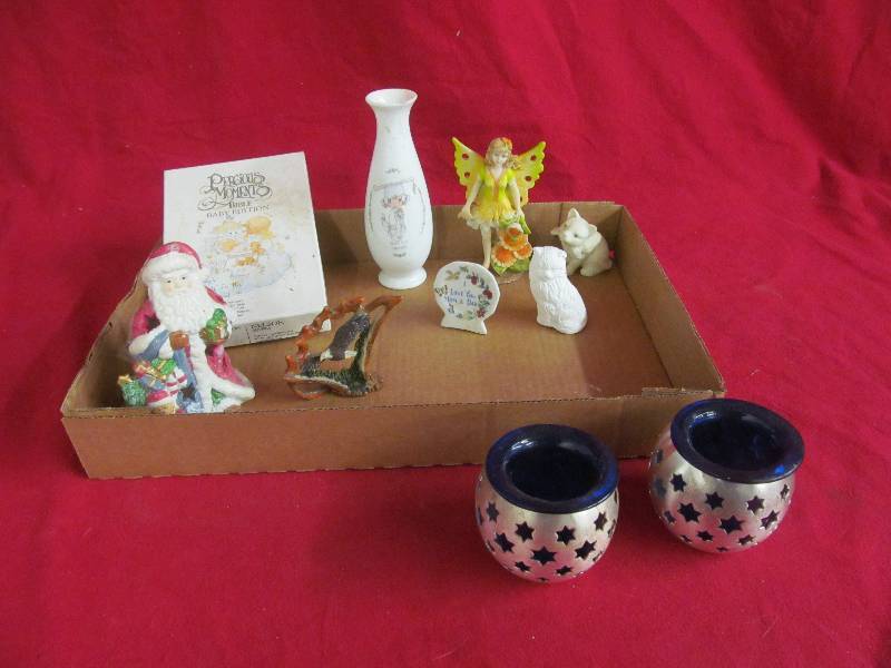 lot 131 image: Precious moments bible, candle holders,vases,figurines
