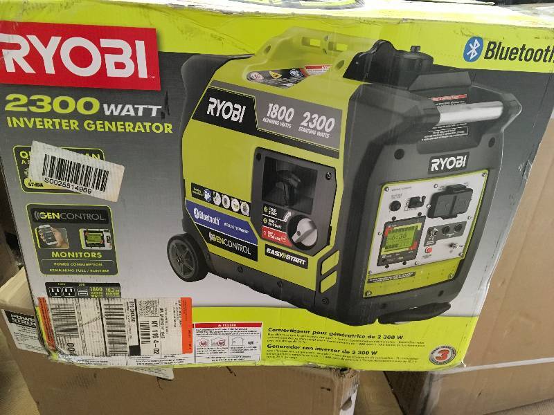Ryobi Bluetooth 2,300-Watt Super Quiet Gasoline Powered Digital Inverter Generator open box never used