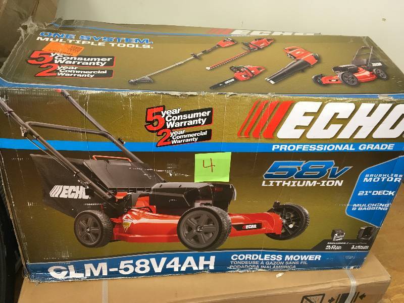 ECHO 21 in. 58-Volt Brushless Lithium-Ion Cordless Battery Walk Behind Push Lawn Mower 4.0 Ah Battery and Charger Included open box not used