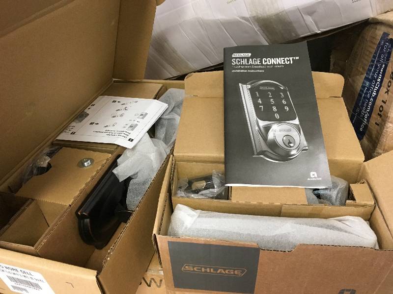 Schlage Camelot Aged Bronze Connect Smart Lock with Alarm and Left Handed Accent Lever Handleset not used