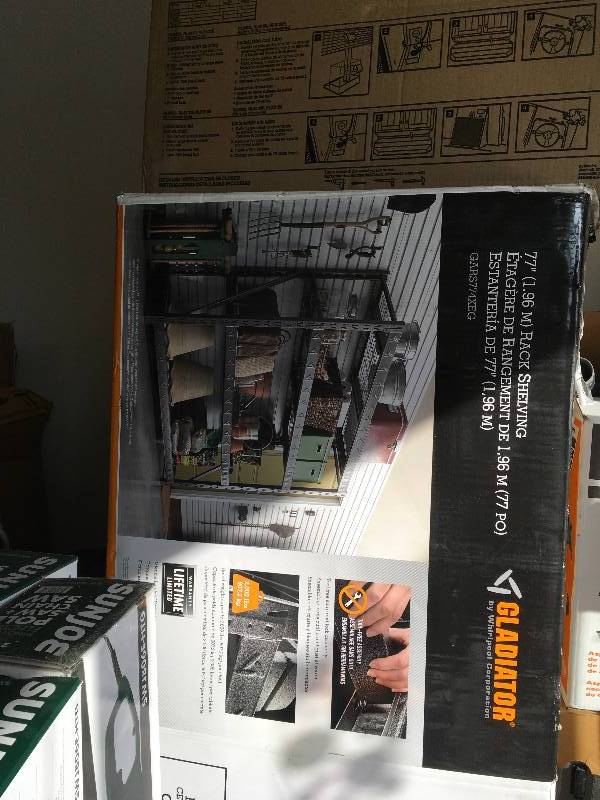 Gladiator 73 in. H x 77 in. W x 24 in. D 4-Shelf Welded Steel Garage Shelving Unit NEW