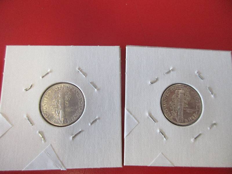 UNC 1943-P and 1945-P Mercury Dimes