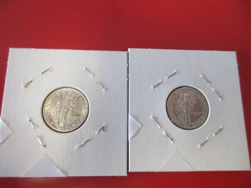 UNC 1943-P and 1945-P Mercury Dimes