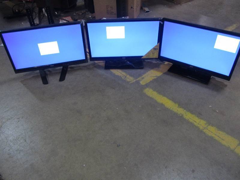 lot 7 image: RCA  20 in. Back Lit LED LCD 720p 60Hz DVD Combo HDTV (x3)
