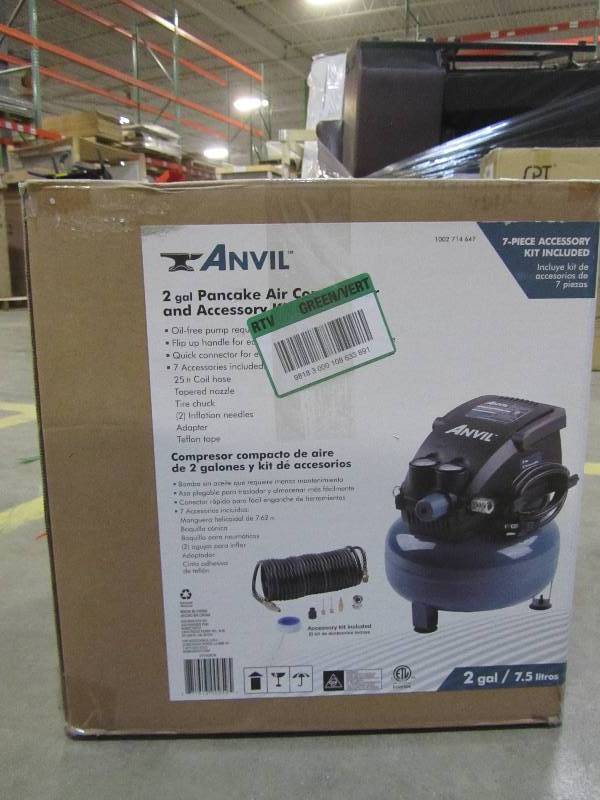 lot 21 image: Anvil 2 Gal. Pancake Air Compressor And Accessory Kit
