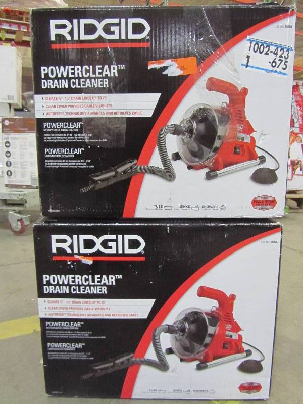 lot 27 image: RIDGID PowerClear Drain Cleaner (x2)