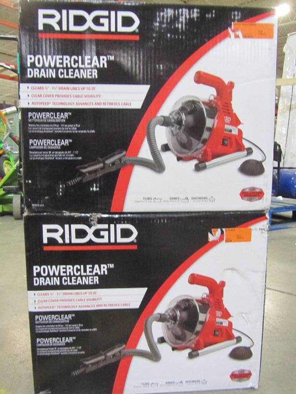 lot 28 image: RIDGID PowerClear Drain Cleaner (x2)