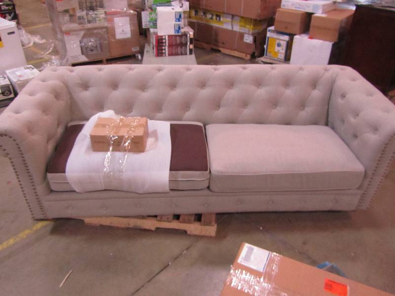 lot 44 image: Baxton Studio Cassandra Traditional Beige Fabric Upholstered Sofa