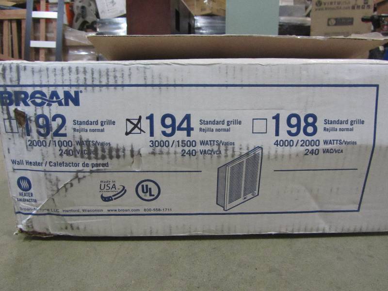 lot 66 image: Broan 16-1332 in. x 20-1964 in. 3,000-Watt High-Capacity Wall Heater in White