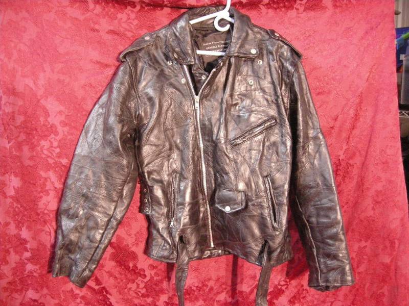 lot 20 image: Italian Stone Leather Motorcycle Jacket