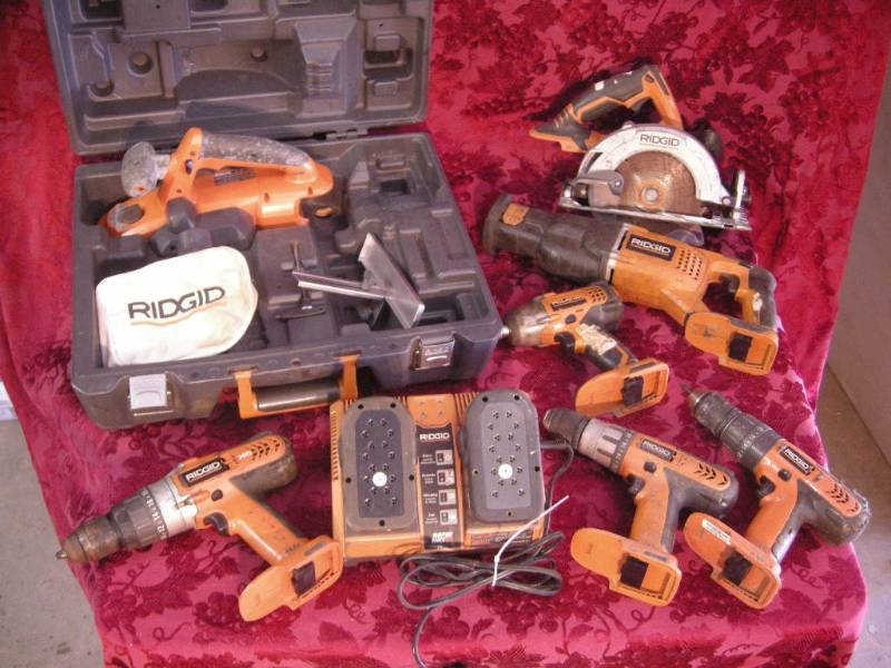 lot 63 image: Massive Ridgid Cordless Tool Combo Lot