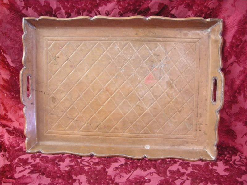 lot 87 image: Old Copper Clad Wooden Tray