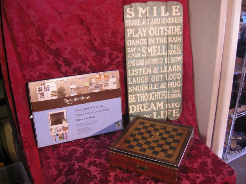 lot 88 image: Chess Set, Chalkboard, Inspirational Sign