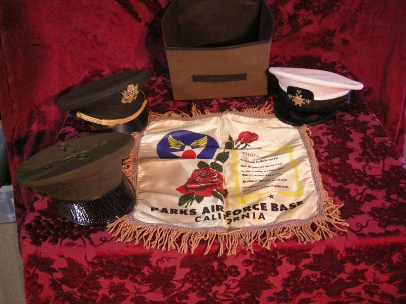 lot 108 image: Vintage Military Hats and Tapestry