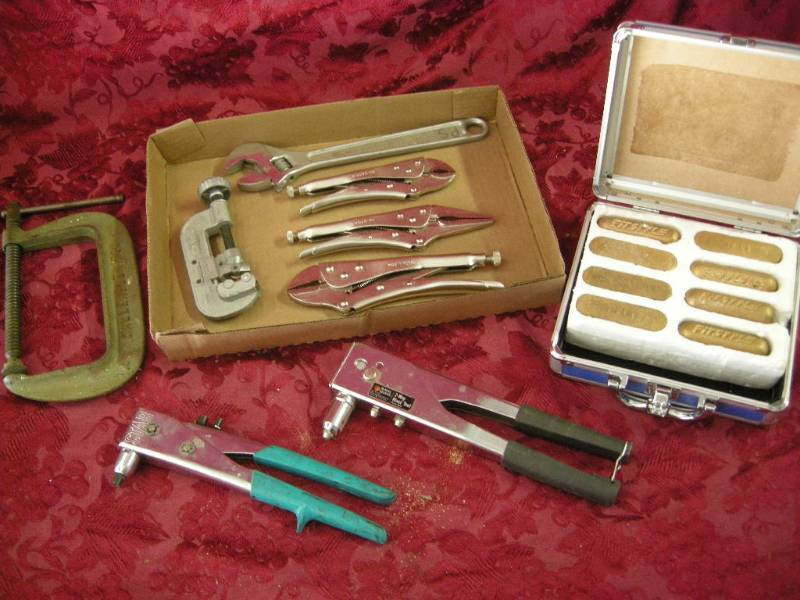 lot 155 image: Grips, Riveters, Weights, Clamp, Wrench