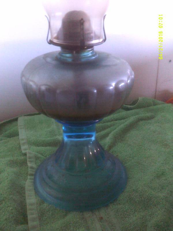 ANTIQUE BLUE OIL LAMP