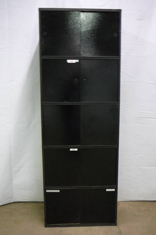 lot 102 image: Metal Storage Cabinet File 82 x 29 x 20 with sliding doors