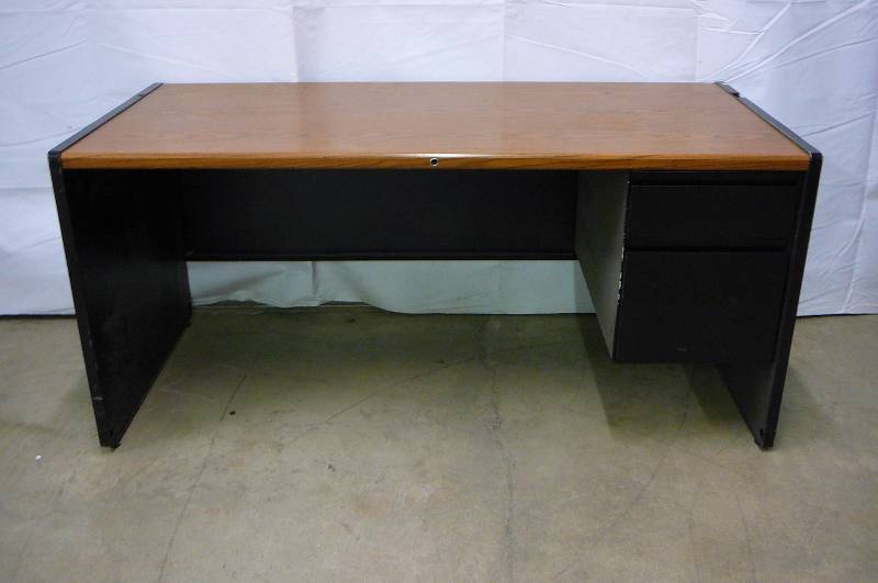 lot 107 image: Steel Desk 2 Drawer 65w x 30 x 30