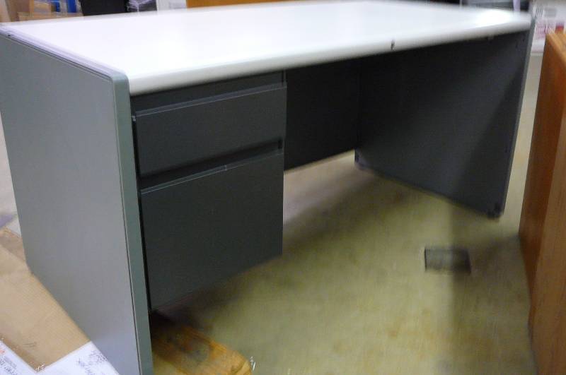 lot 114 image: Steel Desk 2 Drawer 60w x 30 x 30