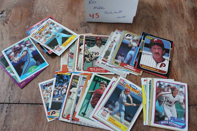 lot 45 image: 100 Mike Schmidt Cards...