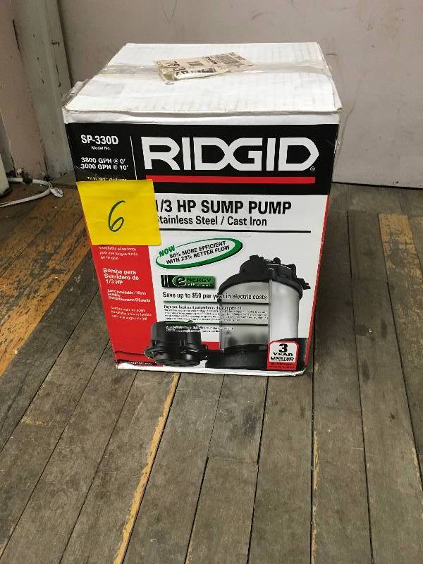 Ridgid 13 HP Submersable Sump Pump New