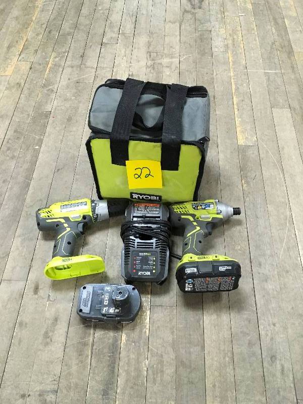 Ryobi 18-Volt One Lithium-Ion CordlessDrillDriver and Impact Driver Combo Kit with(2) Batteries, Charger and Bag