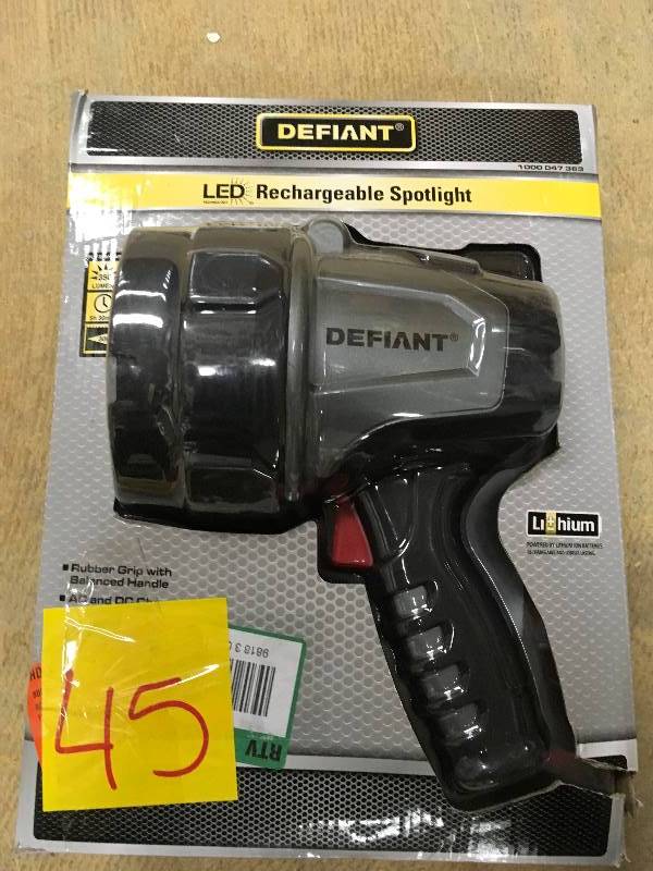 Defiant LED Rechargable Portable Work Spotlight not used