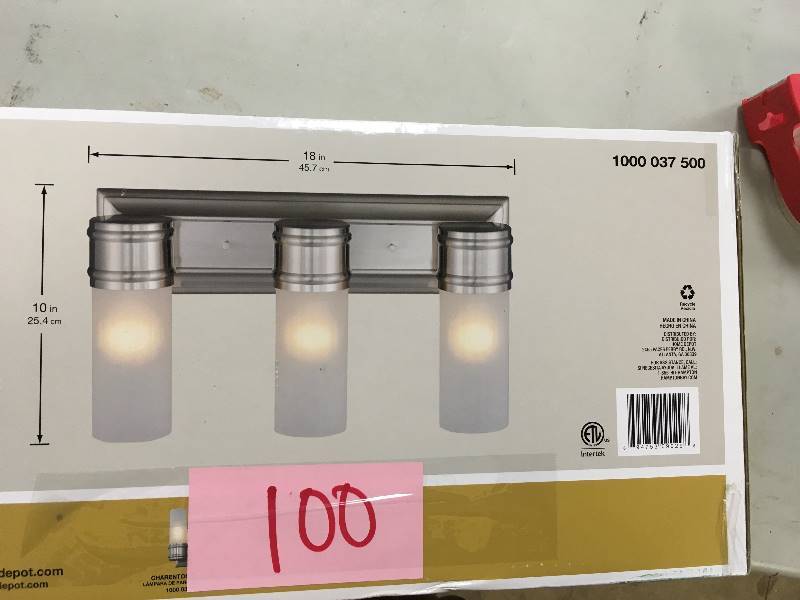 Hampton Bay 3-Light Brushed Nickel Wall Vanity Fixture new