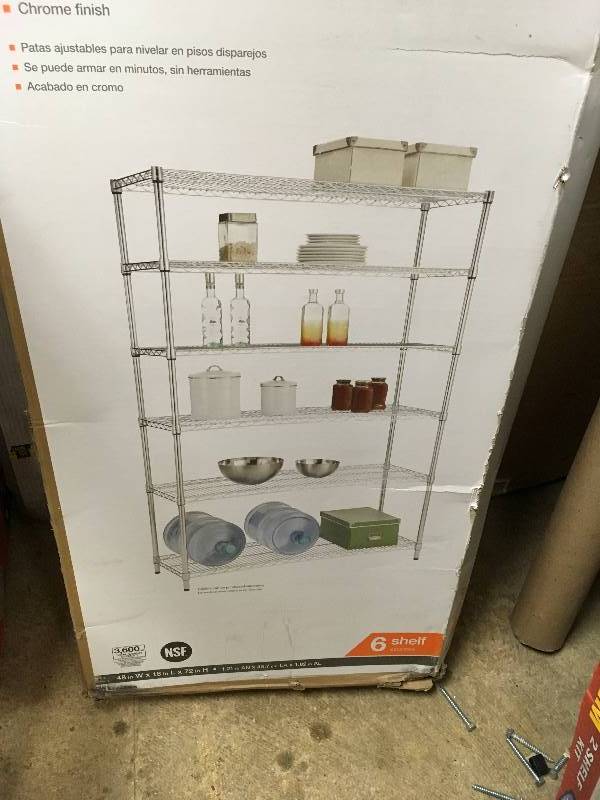 HDX Heavy Duty 6-Shelf Storage Unit, 48 in W x 18 in. L x 72 in H not used
