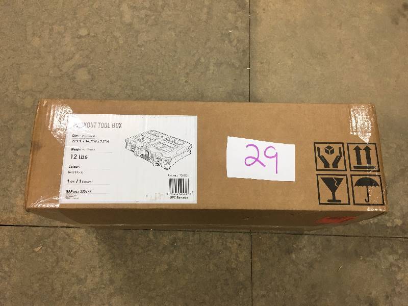 packout tool box 22.7L x 16.7WWx 7.7H 12 lbs redblack in good condition