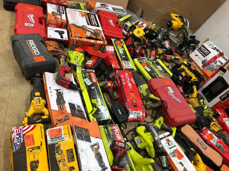 Lot of salvage tools for parts o repair Porta Cable, Dewalt, Milwaukee, Ridgid, Ryobi and more