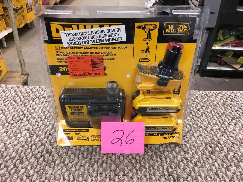 DeWalt 20 Volt MAX Lithium-Ion Battery Adapter Kit for 18 Volt Cordless Tools Open  box never used