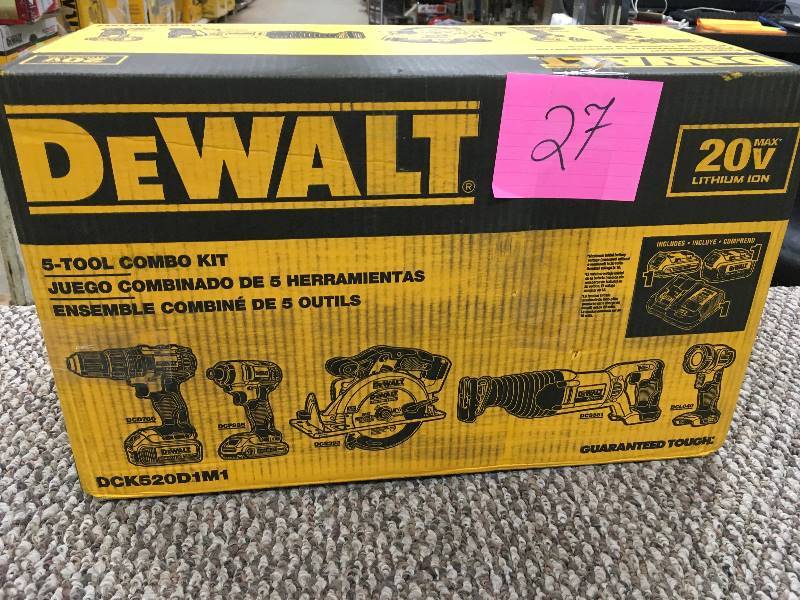 DeWalt 5 Tool Combo Kit 20 Volt Lithium-Ion Open  box never used