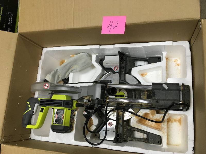 Ryobi 10 Sliding Compound Miter Saw with Laswer in good working conditions - Missing Extention Supports