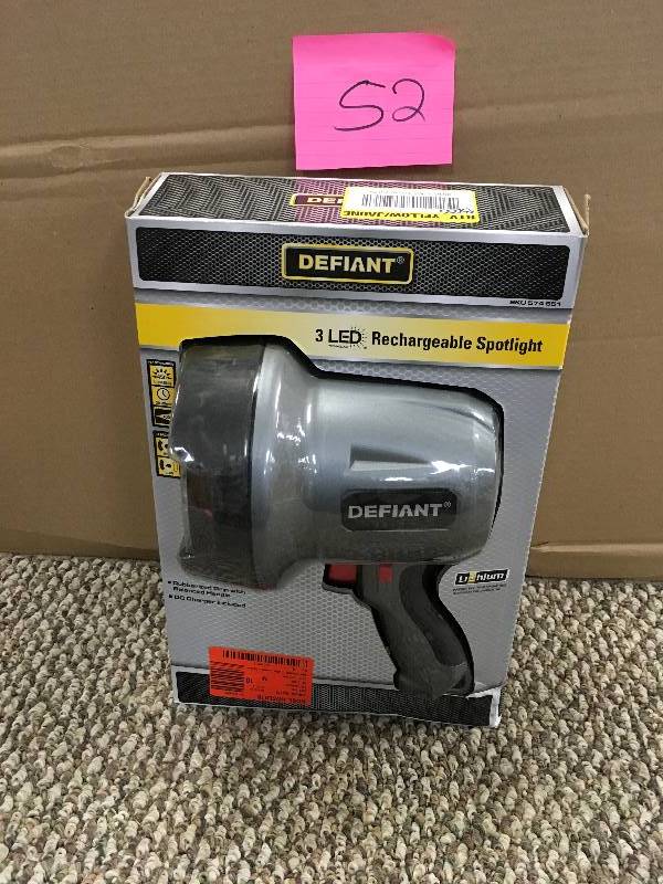 Defiant 450-Lumen Rechargeable LED Spotlight, Gray Open  box never used