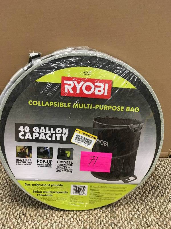 Ryobi 40 Gallon Capacity Collapsible Multi-Purpose Bag New