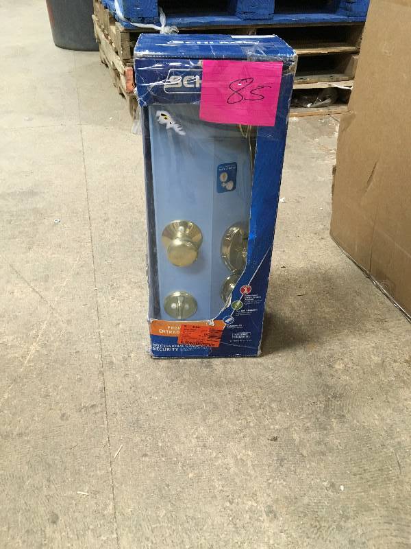 Schlage F60 Ply 505 Plymouth Handleset with Plymouth Interior Knob Bright Brass Open  box never used
