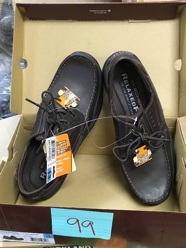 Skechers Mens Expected Gembel Relaxed Fit Memory Foam Slip on Shoes Dark Brown Leather - Size 13 Open  box never used
