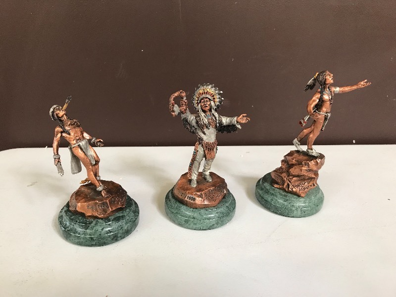 lot 132 image: 3 LEGENDS STATUES