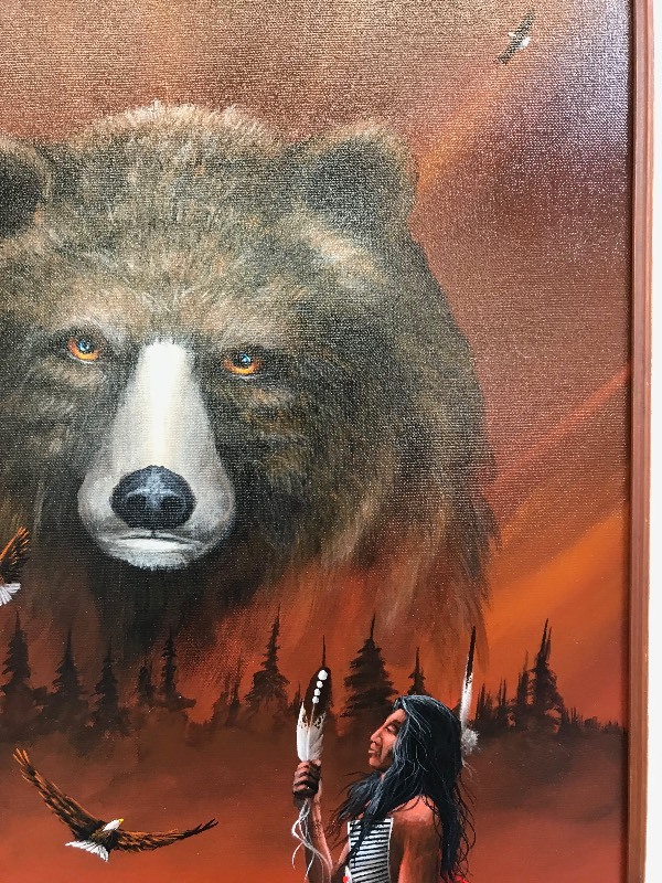 lot 154 image: FEARSOME BEAR NATIVE AMERICAN PAINTING