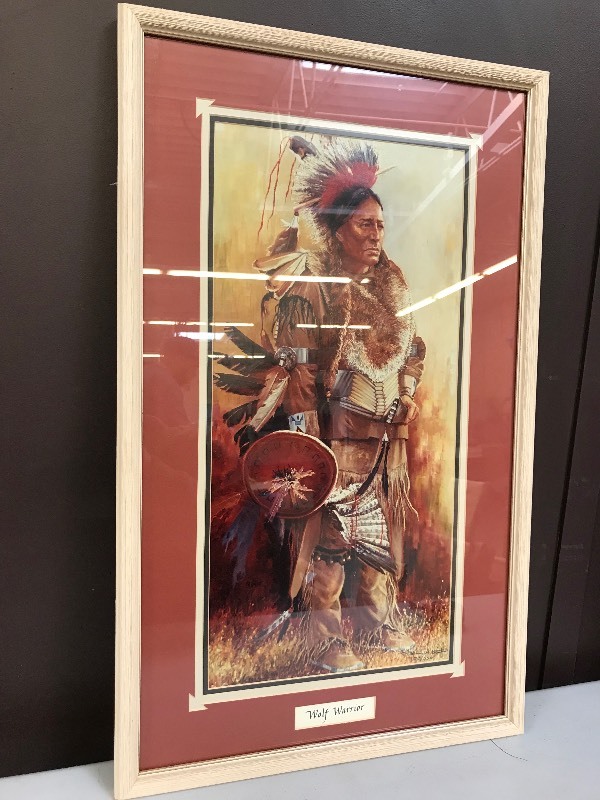 lot 155 image: WOLF WARRIOR NATIVE AMERICAN PRINT