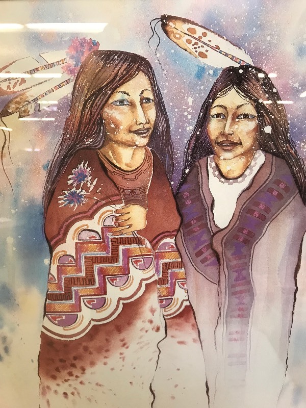 lot 166 image: 2 ZUNI WOMEN NATIVE AMERICAN PRINT