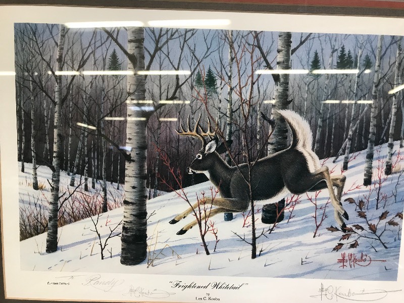 lot 177 image: FRIGHTENED WHITETAIL DEER PRINT