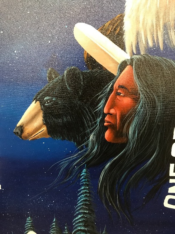 lot 201 image: SPIRIT, BODY, SOUL NATIVE AMERICAN ORIGINAL PAINTING