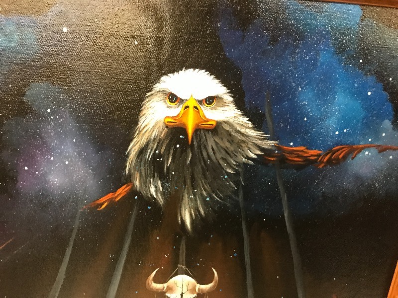 lot 203 image: EAGLE SPIRIT DANCE NATIVE AMERICAN ORIGINAL PAINTING
