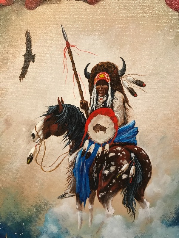 lot 204 image: WAR SHIELD NATIVE AMERICAN ORIGINAL PAINTING