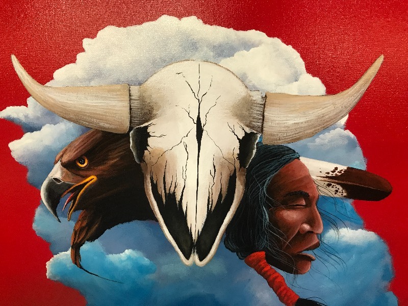 lot 206 image: SPIRIT DREAM NATIVE AMERICAN ORIGINAL PAINTING